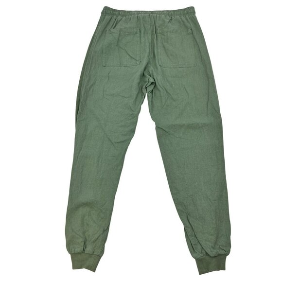 Lana Roux Women’s Linen Blend Jogger Pants Drawstring Green Size Small Pockets - Picture 7 of 9